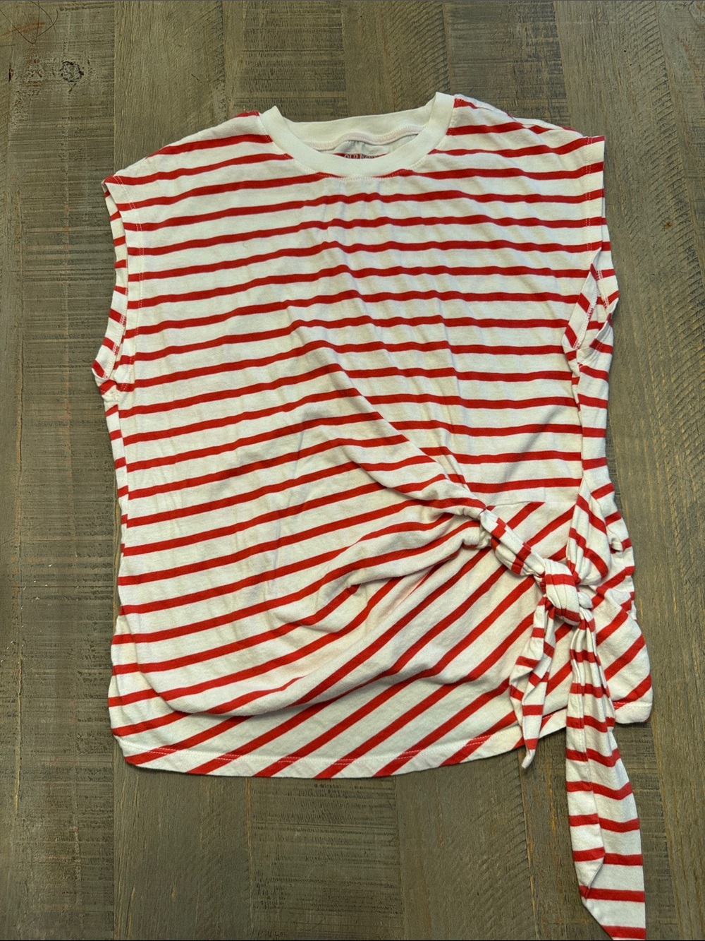 Old Navy Red & White Striped Side-Tie Tank